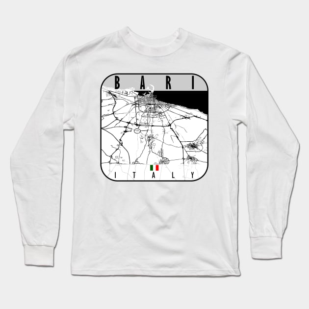 Bari Map Italy Long Sleeve T-Shirt by ArtisticParadigms